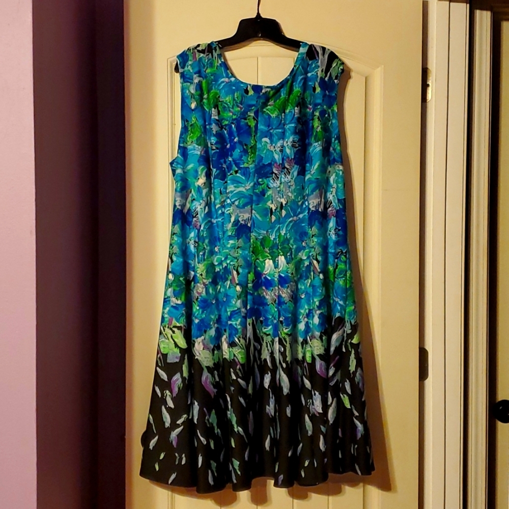 Turquoise Floral Sleeveless Dress Barn Dress